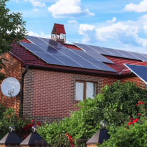 Rooftop solar panels in daylight