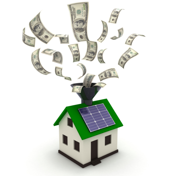 Homeowner saving money with solar energy